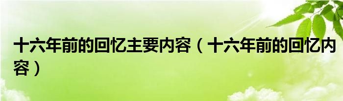 十六年前的回忆主要内容（十六年前的回忆内容）