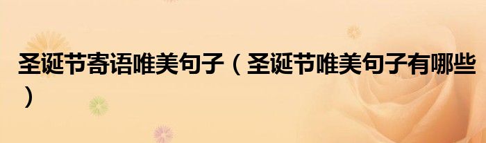 圣诞节寄语唯美句子（圣诞节唯美句子有哪些）