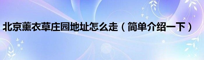 北京薰衣草庄园地址怎么走（简单介绍一下）
