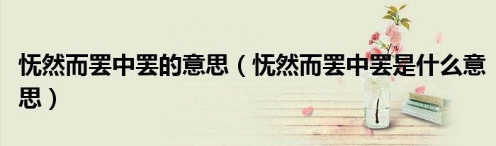 怃然而罢中罢的意思（怃然而罢中罢是什么意思）