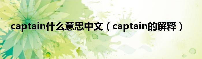 captain什么意思中文（captain的解释）