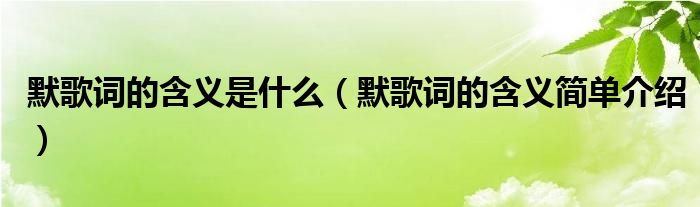 默歌词的含义是什么（默歌词的含义简单介绍）