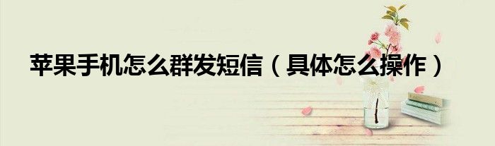 苹果手机怎么群发短信（具体怎么操作）