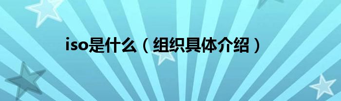 iso是什么（组织具体介绍）
