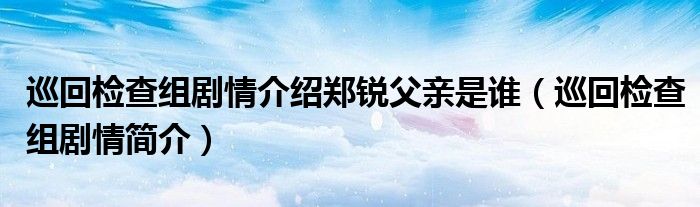 巡回检查组剧情介绍郑锐父亲是谁（巡回检查组剧情简介）