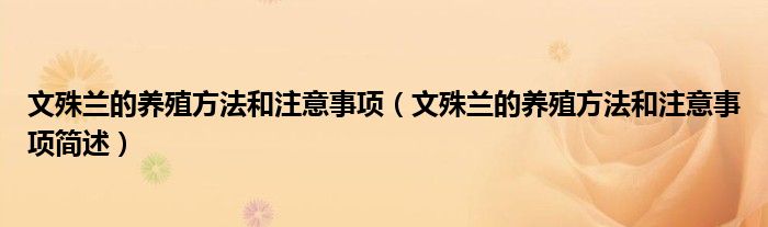 文殊兰的养殖方法和注意事项（文殊兰的养殖方法和注意事项简述）