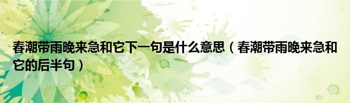 春潮带雨晚来急和它下一句是什么意思（春潮带雨晚来急和它的后半句）