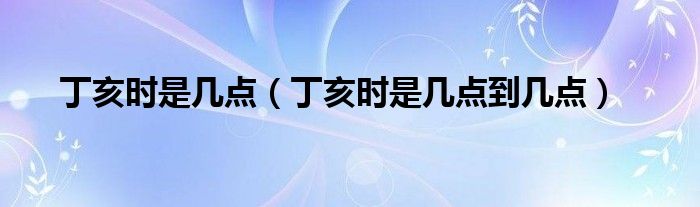 丁亥时是几点（丁亥时是几点到几点）