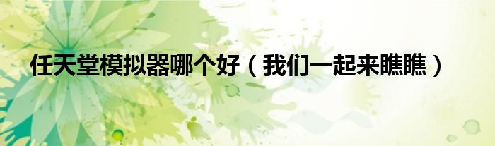 任天堂模拟器哪个好（我们一起来瞧瞧）