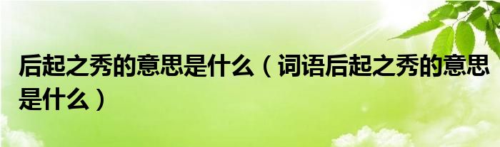后起之秀是什么意思的图像