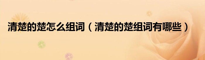清楚的楚怎么组词（清楚的楚组词有哪些）