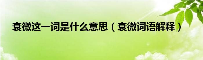 衰微这一词是什么意思（衰微词语解释）
