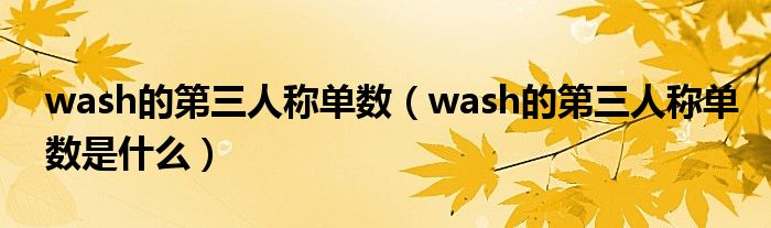 wash的第三人称单数（wash的第三人称单数是什么）