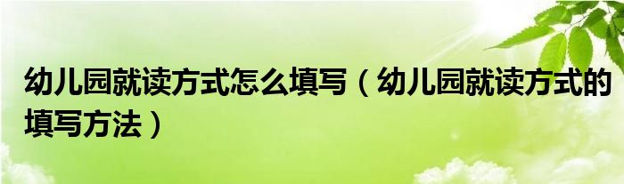 幼儿园就读方式怎么填写（幼儿园就读方式的填写方法）