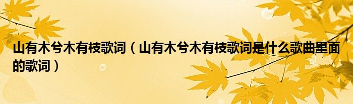 山有木兮木有枝歌词（山有木兮木有枝歌词是什么歌曲里面的歌词）