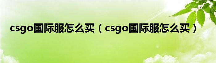 csgo国际服怎么买（csgo国际服怎么买）