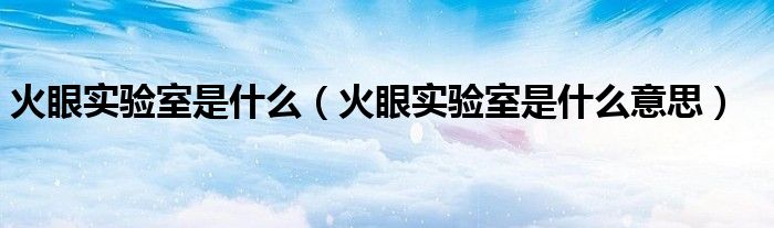 简洁的什么是火眼的视图