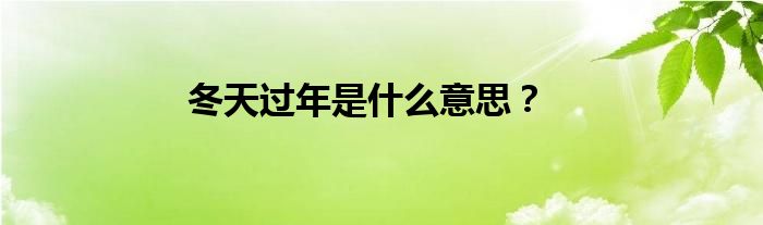 冬天过年是什么意思？