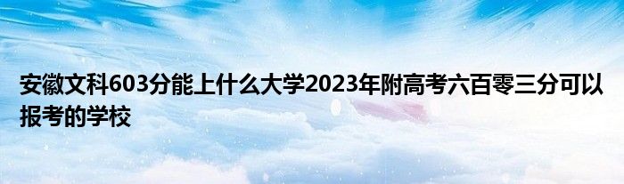 安徽文科603分能上什么大学2023年附高考六百零三分可以报考的学校