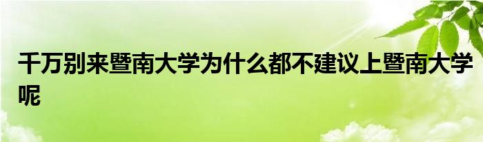 千万别来暨南大学为什么都不建议上暨南大学呢