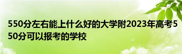 550分左右能上什么好的大学附2023年高考550分可以报考的学校