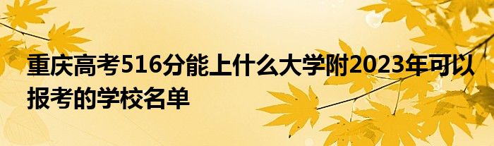 重庆高考516分能上什么大学附2023年可以报考的学校名单