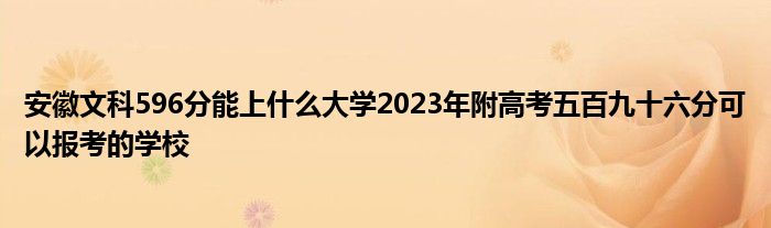 安徽文科596分能上什么大学2023年附高考五百九十六分可以报考的学校