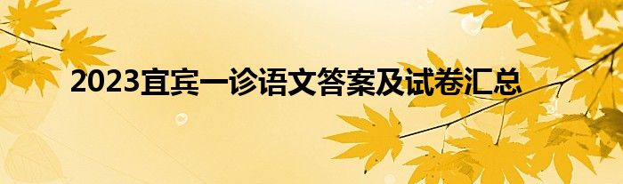 2023宜宾一诊语文答案及试卷汇总