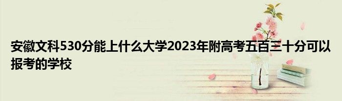 安徽文科530分能上什么大学2023年附高考五百三十分可以报考的学校