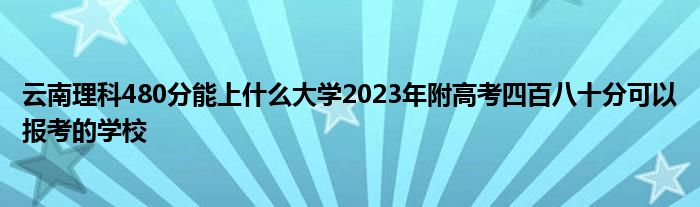 云南理科480分能上什么大学2023年附高考四百八十分可以报考的学校