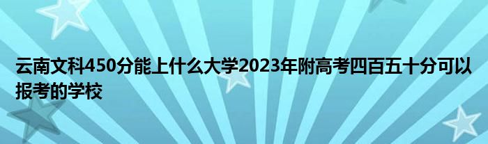 云南文科450分能上什么大学2023年附高考四百五十分可以报考的学校