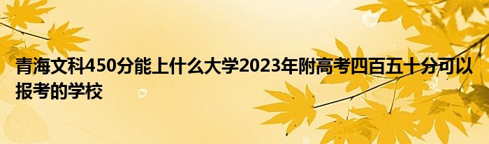 青海文科450分能上什么大学2023年附高考四百五十分可以报考的学校