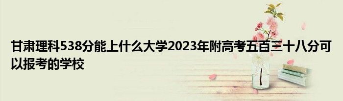 甘肃理科538分能上什么大学2023年附高考五百三十八分可以报考的学校