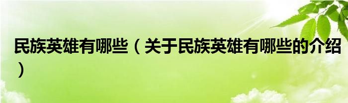 民族英雄有哪些（关于民族英雄有哪些的介绍）