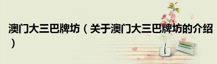 澳门大三巴牌坊（关于澳门大三巴牌坊的介绍）