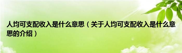 人均可支配收入是什么意思（关于人均可支配收入是什么意思的介绍）