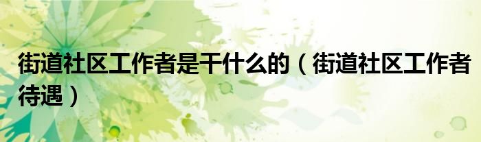 壮观的社区工作者是干什么的的图片
