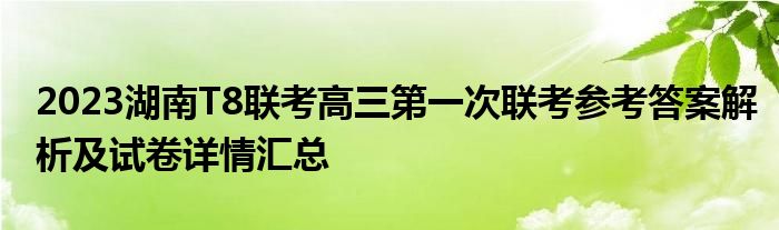 2023湖南T8联考高三第一次联考参考答案解析及试卷详情汇总