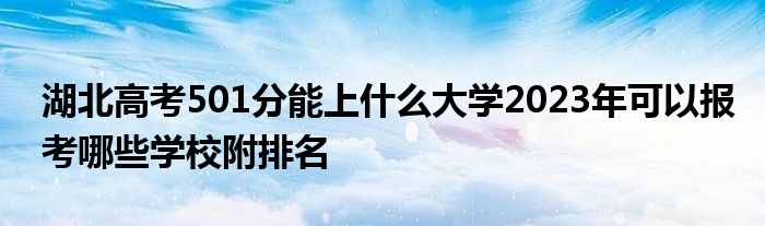 湖北高考501分能上什么大学2023年可以报考哪些学校附排名