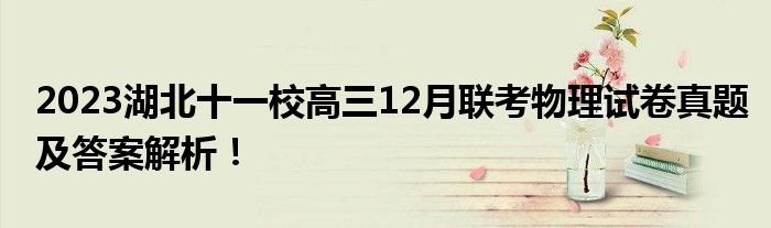 2023湖北十一校高三12月联考物理试卷真题及答案解析！
