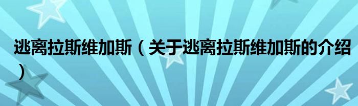 逃离拉斯维加斯（关于逃离拉斯维加斯的介绍）