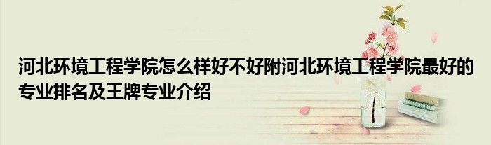 河北环境工程学院怎么样好不好附河北环境工程学院最好的专业排名及王牌专业介绍