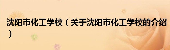 沈阳市化工学校（关于沈阳市化工学校的介绍）