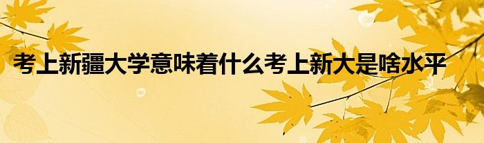 考上新疆大学意味着什么考上新大是啥水平