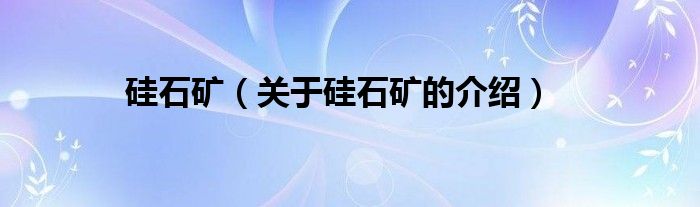 硅石矿（关于硅石矿的介绍）
