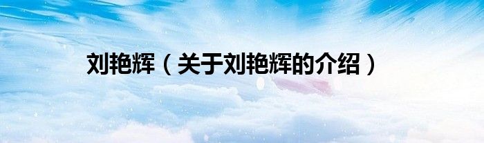 刘艳辉（关于刘艳辉的介绍）
