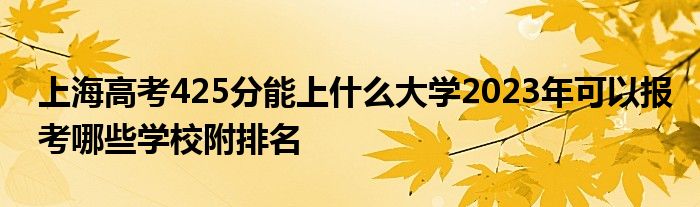 上海高考425分能上什么大学2023年可以报考哪些学校附排名