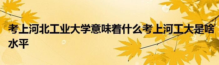 考上河北工业大学意味着什么考上河工大是啥水平