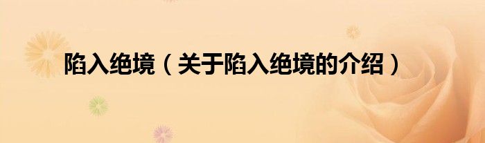 陷入绝境（关于陷入绝境的介绍）