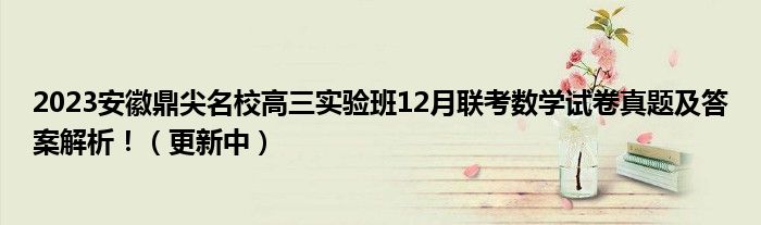 2023安徽鼎尖名校高三实验班12月联考数学试卷真题及答案解析！（更新中）